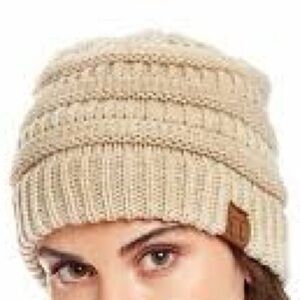 Cozy Cream Knit C C Beanie